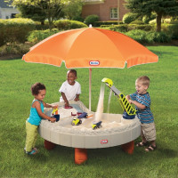 Дитяча пісочниця-стіл Веселе будівництво з парасолькою